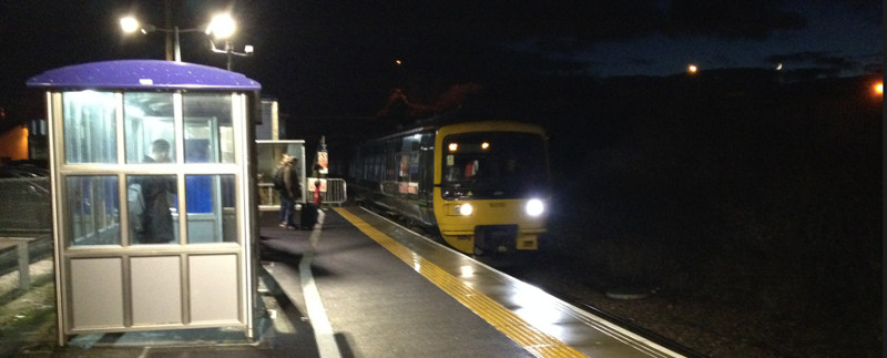 Melksham train after dark
